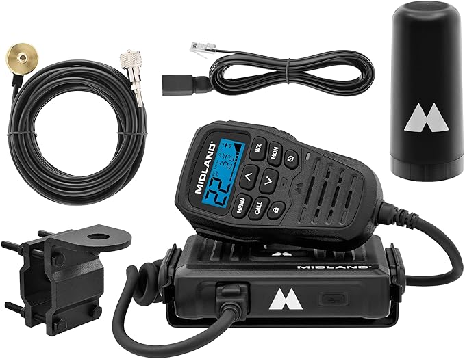 Midland® - MXT275VP4-15 Watt GMRS MicroMobile Two-Way Radio - ATVs UTVs and Other Off-Road Vehicles - Overlanding Gear - Extended 3dB gain Roll Bar Mount Antenna Microphone Extension Cable