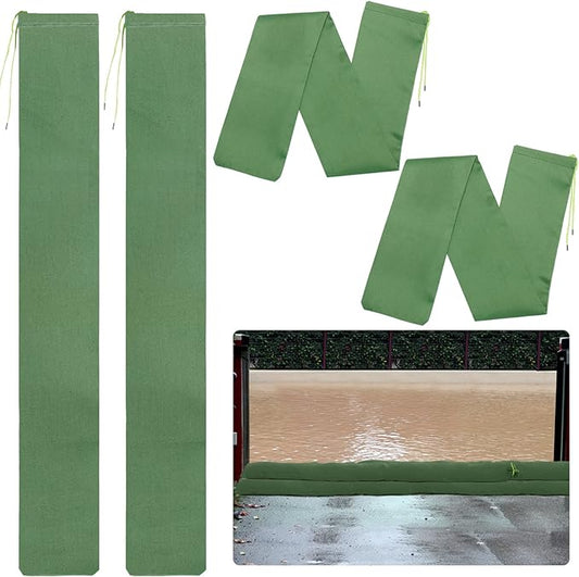 4 Pcs 5'× 6'' Long Sand Bags for Flooding - Thickened Canvas Flood Protection Sandbag Tube with Elastic Band, Reusable Flood Rain Wind Barrier Sand Bag Tube for Door Window Flood Control