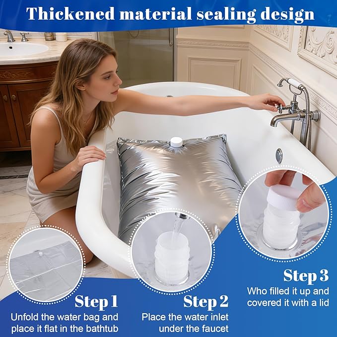 116 Gallon Emergency Water Storage, Bathtub Drinking Water Bladder with Hand Pump, Storage Emergency Drinking Water Container, Tub Water Storage Bag for Camping Hurricane RV Traveling