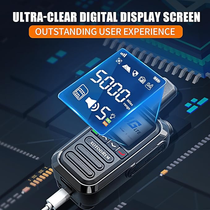 Global Lifetime Free Walkie Talkies Unlimited Range 4G LTE PoC(Push-to-Talk Over Cellular) Radios Nationwide PTT Two Way Radios Long Distance for Family, Logistics, Company 2pcs with sim Card