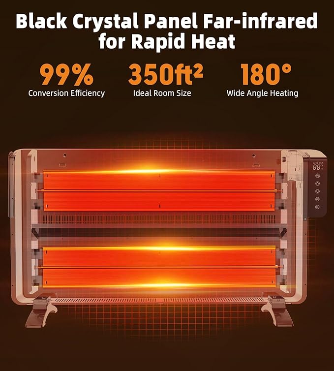 Convection Space Heaters for Indoor Use Large Room, 1500W Infrared Bathroom Heater with Remote, IPX4, 24Hrs Timer, Stand & Wall Panel Heater with Adjustable Thermostat for Office Bedroom Use