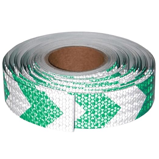 Reflective Tape Green and White 2 inch X 166 feet, Outdoor Waterproof Hazard Conspicuity Warning Industrial Marking Tape