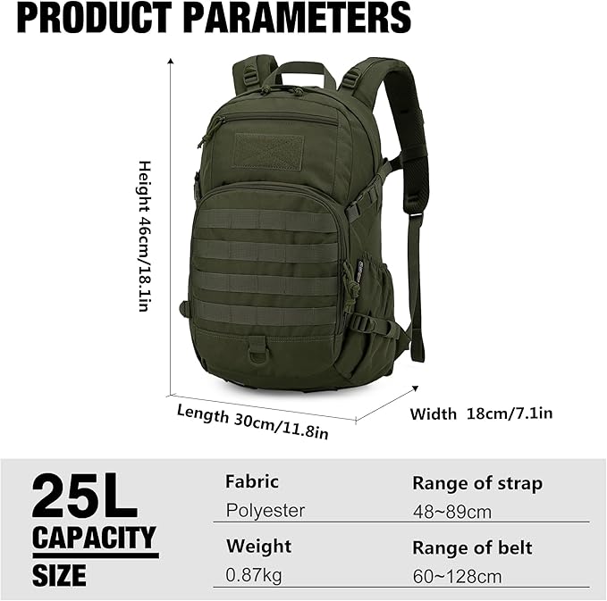 Mardingtop Small Tactical Backpack,Molle Hiking Backpack for Backpacking,Cycling and Biking,15L/25L Backpack