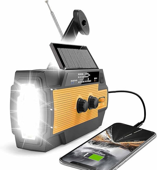 Solar-Powered Emergency Survival Radio, Hand Crank Radio, Emergency Weather Radio Hand Crank Solar Charge Am/Fm/NOAA, for Indoor, Outdoor & Emergency (Orange)