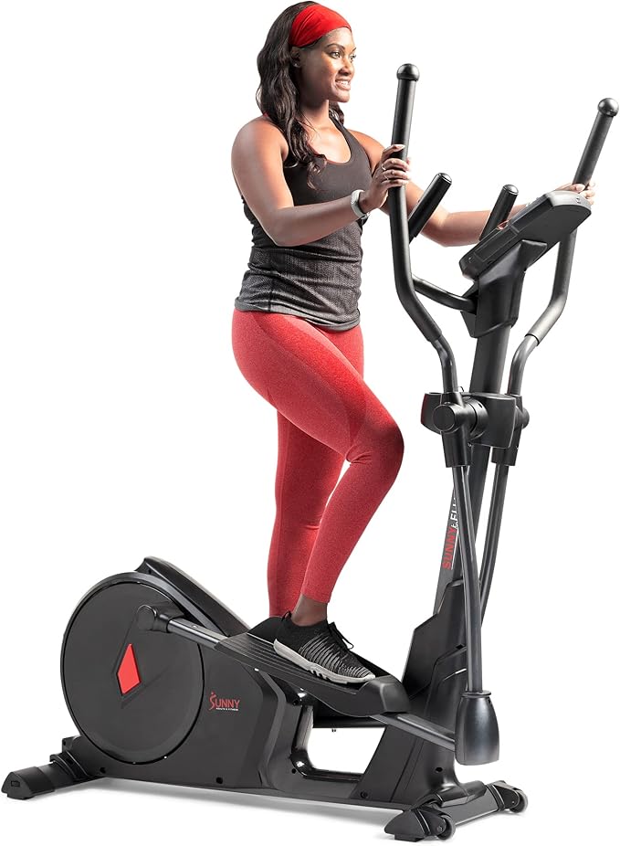 Sunny Health & Fitness Elliptical Cross Trainer Exercise Machine, Cardio Equipment for Home Gym with Pulse Sensor Grips, 24 Pre-Built Workouts, 16 Resistance Level Max 330Lbs, SunnyFit App Optional