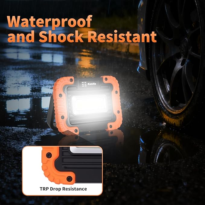 KunHe 15 Pack Magnetic Battery Powered Work Light 500 Lumen Portable Work Light with IPX4 Waterproof 180° Rotating Bracket COB LED for Camping Fishing Car Repair Emergency