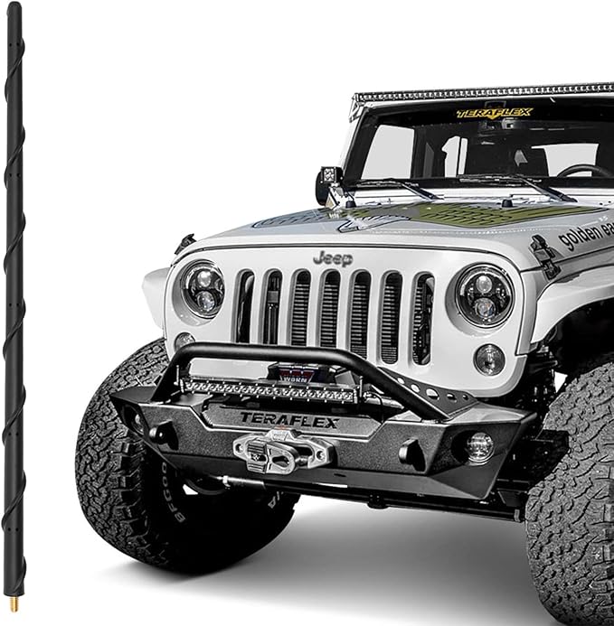 16 Inch Antenna for 2007-2025 Jeep Wrangler Gladiator Rubicon Sahara Sport 4xe Willys Mojave Unlimited, Jeep Wrangler Gladiator Accessories JK JL JT Upgrade Antenna for AM FM Radio