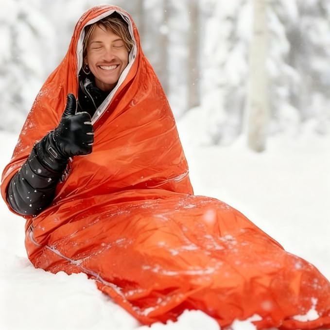 6 Pack 82.7" x 49.2" Emergency Sleeping Bag Emergency Thermal Blanket Survival Bivvy Sack Blanket with Whistle Waterproof Lightweight Portable Shelter for Outdoor Camping Hiking