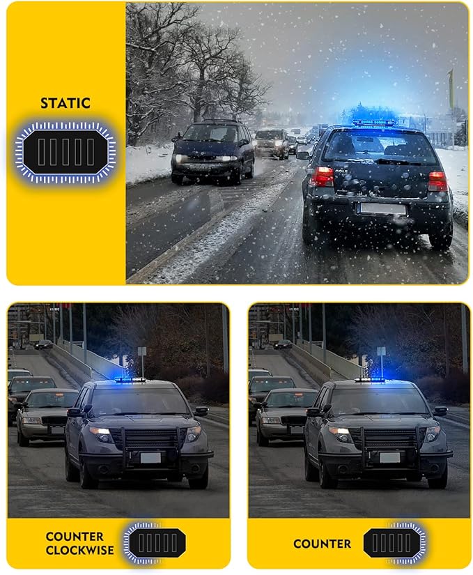 LUMENIX 42 LED Roof Top Strobe Beacon Light Bar Hazard Warning Emergency Flashing Police Cop Lights with Controller for First Responders Volunteer Firefighter POV Vehicles Trucks Blue (Patent Design)