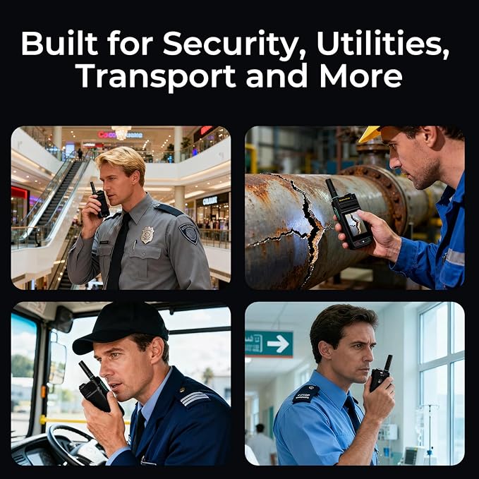 HP-87 PoC Android Rapid Walkie Talkies with Lifetime Free SIM, 4G LTE Global Unlimited Range Two-Way Radios, Fingerprint Unlock Radios Walkie Talkies with GPS, Voice Recorder, 2pcs