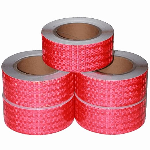 Red Reflective Tape Outdoor Waterproof 2 inch Wide for Trailer, High Visibility Safety Warning Adhesive Strips (66 feet, 5 Rolls)