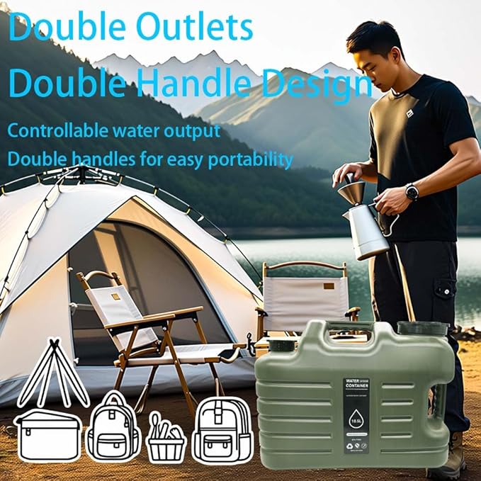 5 Gallon Water Jug Camping Water Container Large Military Green Water Tank,BPA Free Portable No Leakage Water Storage with Spigot Emergency Overlanding Gear for Outdoors Camping Hiking