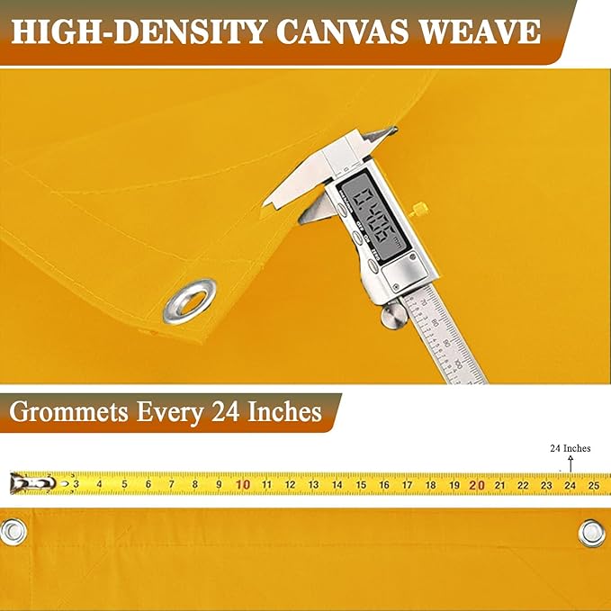 Heavy Duty Waterproof Canvas Tarp – 8 x 10', Tan with Grommets | Durable Multipurpose Cover for Camping, Canopies, Tents, Trailers, Machinery & Equipment