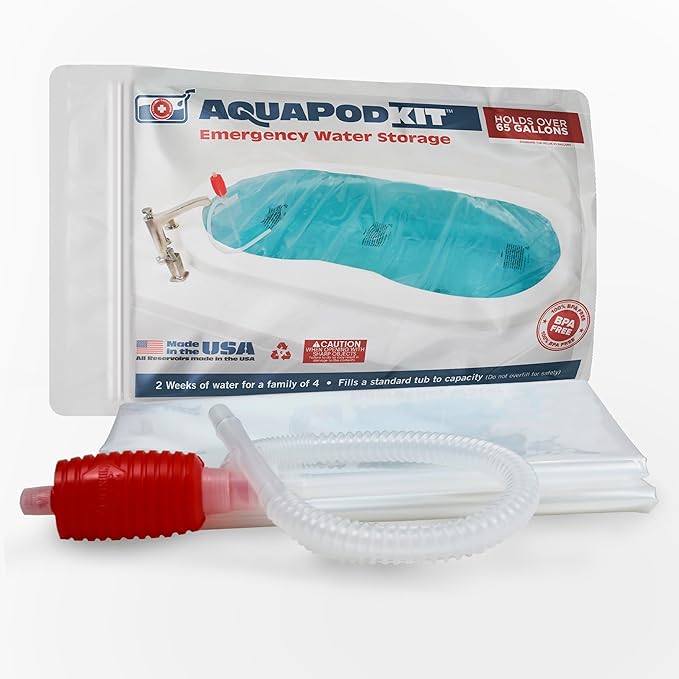 Made in USA - Emergency Bathtub Water Storage Bladder 65-100 Gallon Capacity - BPA Free- Food Grade Materials - Hurricane Disaster Preparedness Supply - Family Survival Supply (Bag)