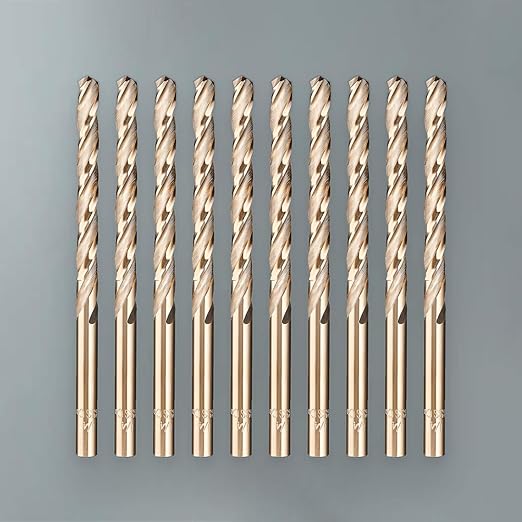 Lichamp 1/4" HSS Cobalt Drill Bits 10PCS with Three Flute for Hard Metal, Hardened Stainless Steel and Cast Iron