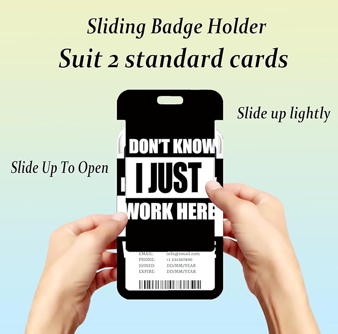 Badge Holder Lanyard Just Work Here ID Card Holders Detachable Name Tag Clips Cute Funny Nurse Teacher Office Gifts Women Man Badge Holder (Work Here)