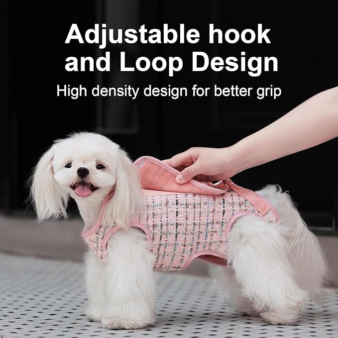 Dog Lift Harness Dog Carrier Dog VES Harness Adjustable Dog Leash with Small Puppy Treat Bag（Pink,L）