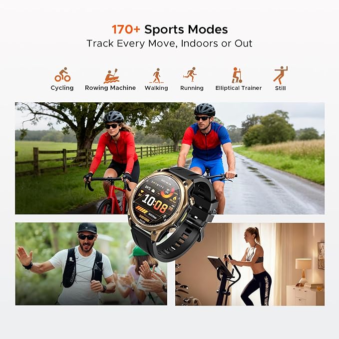 DOOGEE Anywise W1 Smart Watch 5ATM Waterproof Dual-Band GPS Fitness Tracker, 1.43'' AMOLED Screen Men Watches for Android and iPhone, 170+ Sports Modes, Bluetooth Call/18 Days Battery/2 Straps