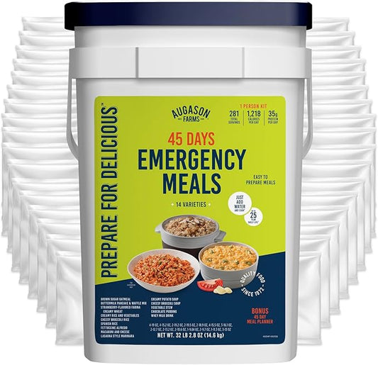 Augason Farms 45 Day Emergency Food Supply Kit, Dehydrated Meal Survival Food Bucket