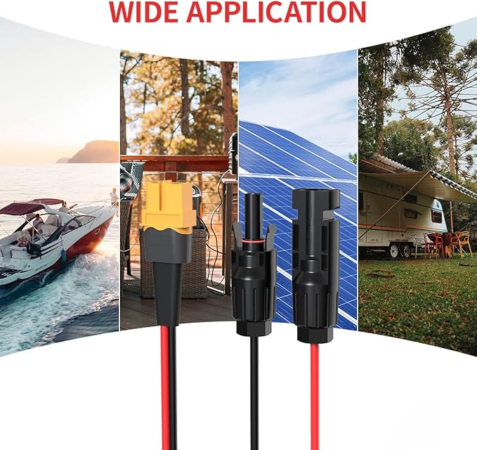 12AWG 10FT XT60 Solar Cable 2 10 25 35 50 75 100FT XT60 Extension Cable Solar Panel Connector to XT60 Connector for Portable Power Station (10FT)