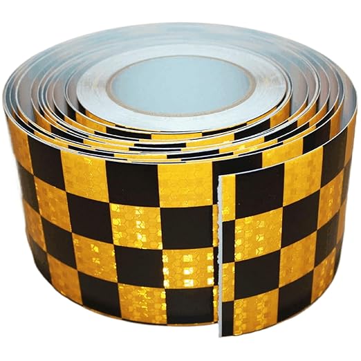 Reflective Tape Yellow Black 4 inch Wide for Truck, Outdoor Waterproof High Visibility Safety Warning Adhesive Strips (166 feet)
