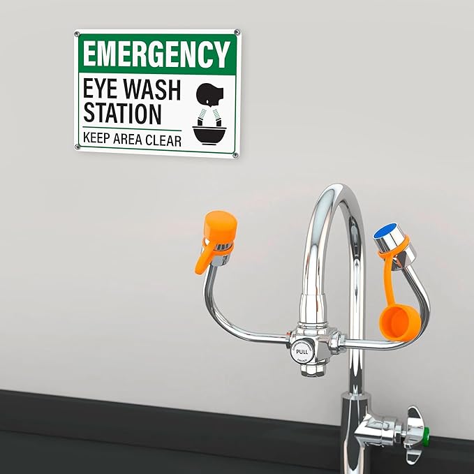 Emergency Eye Wash Station Keep Area Clear Sign 10x7 Inch | Rust-Free Aluminum Eye Wash Station, Durable Safety Sign with Pre-Drilled Mounting Holes