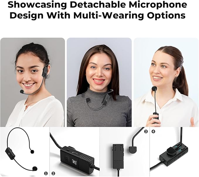 WinBridge Portable PA System with Bluetooth Microphone, 30W Wireless Voice Amplifier Speaker & Portable Microphone for Teachers, Tour Guide, Presentation, Coaching, Church, Classroom S91