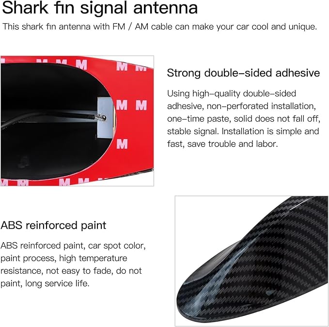 Car Roof AM FM Radio Shark Fin for 2017 Audi Q3 S Line Sport Utility 4-Door 1.4L 1395CC 85Cu. in. l4 Gas DOHC Turbocharged Antenna Aerial Cover Carbon Fiber Functional