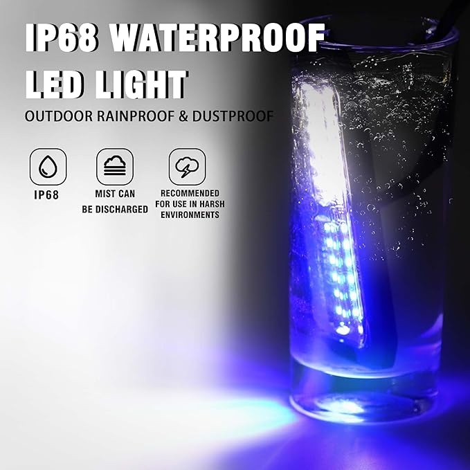 WINECO 8PCS LED Strobe Lights 12V Sync Feature Blue White 12LED Emergency Hazard Warning Lights with Strobe Controller for Trucks Vehicles ATV RV Cars Van