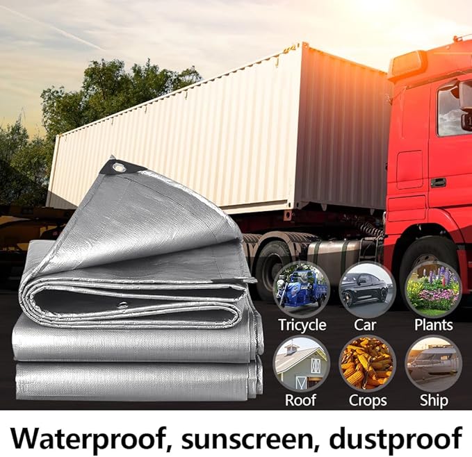 Tarps 12x40 FT Waterproof Heavy Duty Tarp – 10 Mil Thick, UV & Tear Resistant, Reinforced Grommets & Edges – Multi-Purpose Cover for Camping, Roof, Emergency, Truck, Boat