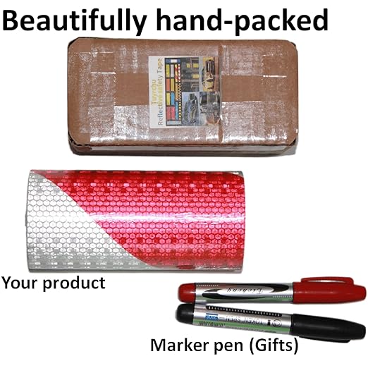 Reflective Tape Red and White 6 inch, Outdoor Waterproof Hazard Conspicuity Warning Industrial Marking Tape (11 feet)