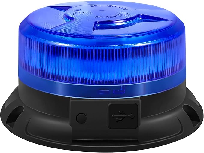 AnTom Magnetic Wireless Strobe Light, Waterproof Rechargeable Blue LED Beacon Lights for Trucks, Vehicle Emergency Flashing Warning, forklifts,Tractors,Golf Carts,Cars