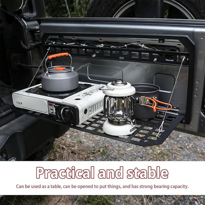 Tailgate Table Foldable Rear Cargo Shelf, Drop Down Tailgate Table, Aluminium Alloy Tailgate Tactical Molle Panel,Foldable Table Cargo Shelf Storage Cargo Luggage Holder Carrier