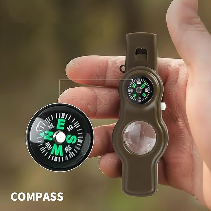 Emergency Survival Safety Whistle，Whistle for Kids with Lanyard,Compass,Thermometer,Ideal for Kayaking, Boating, Hiking, Camping, Climbing