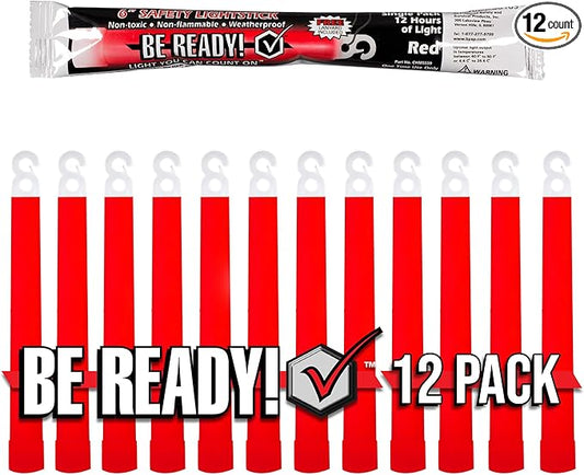 Be Ready - Industrial 12 Hour Illumination Emergency Safety Chemical Light Glow Sticks 12 Pack