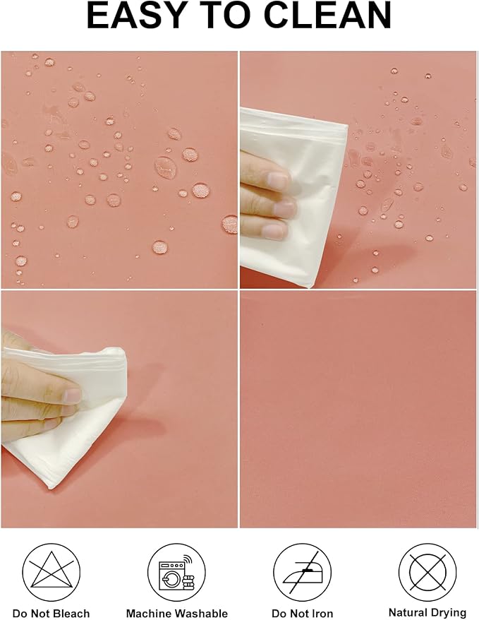 Fokitut 2 Pack Waterproof Rectangle Tablecloth, 60x84 Inch, Stain Resistant and Wrinkle Polyester Table Cloth, Fabric Table Cover for Kitchen Dining, Wedding, Party, Holiday Dinner-Dusty Pink