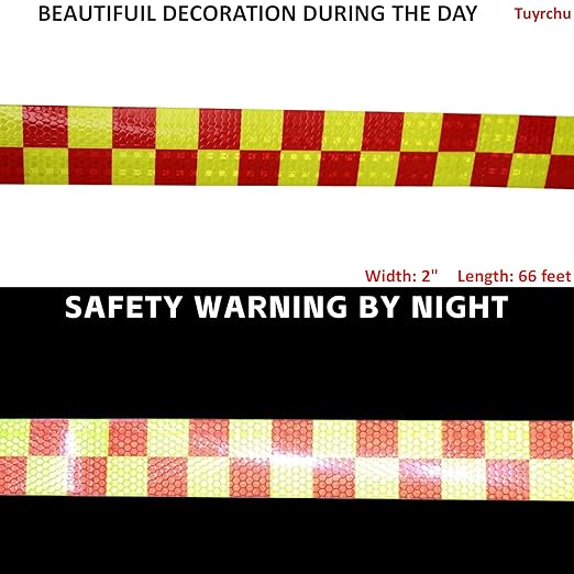 Industrial Reflective Tape 2 inch Wide for Cars, Outdoor Waterproof High Visibility Safety Warning Adhesive Strips (66 feet)