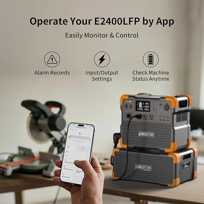 Pecron E2400LFP Power Station with 3072Wh Extra Battery and 200W Solar Panel*2, 2048Wh Solar Generator for RV Travel, Camping, Home Use, CPAP, 2400W AC/100W USB-C Output