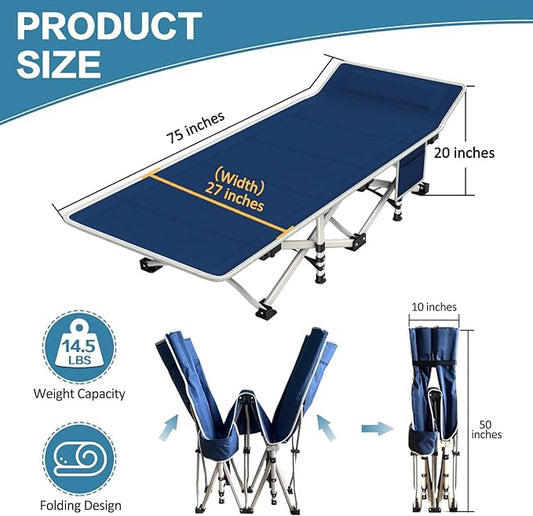 2 Pack Camping Cot with Mattress Comfortable Cots for Sleeping Camping Bed Heavy Duty Folding Cot with Carry Bag for Adults Kids Outdoor Home Guest Bed