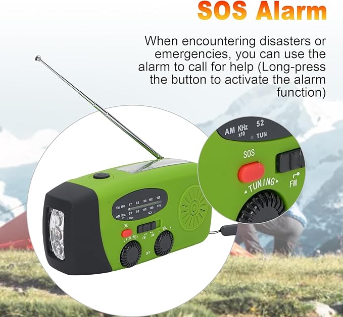 Yunir Emergency Radio, Solar Hand Crank Portable AM FM Radio Phone Charger with 2000mAh Battery, for Camping Hiking Power Outage (European Version)