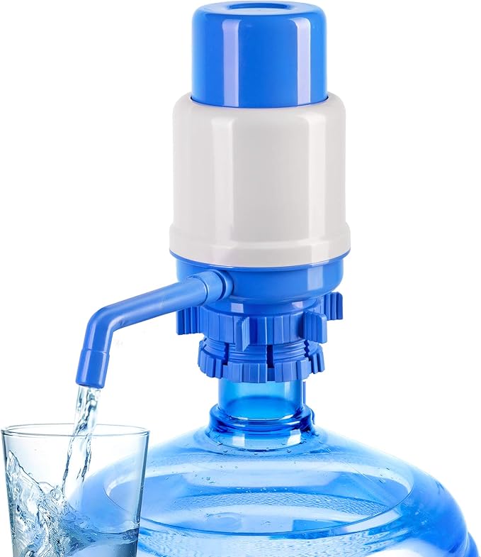 Manual Water Pump for 5 Gallon Bottle – Universal Fit for Crown Top and Screw Top Jugs - Adjustable Tubs, Protective Spout Cap, Cleaning Brush, BPA-Free Food-Grade Materials – 5 Gallon Water Pump