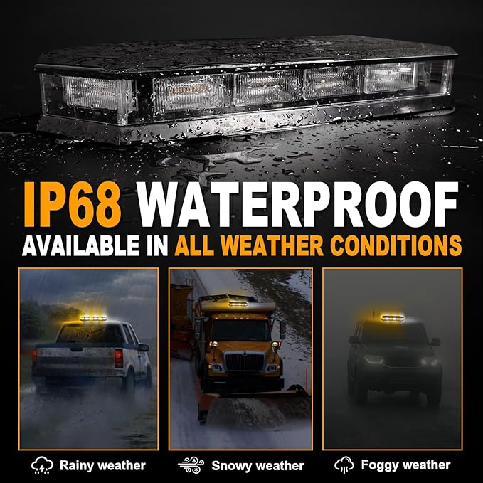 ASPL 16.5 Inch Roof Top Beacon Emergency Strobe Light 56 LED Magnetic Warning Caution lights bar Traffic Hazard Plow Light for Trucks Vehicles Construction Snowplow (Amber/White)