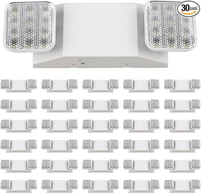 Sunco 30 Pack LED Emergency Lights, Commercial Lighting for Business, Power Outages, Offices, with Backup Battery (90 Minutes), Wall Mount, Hard Wired, 120-277V, Fire Resistant (94V-0) UL