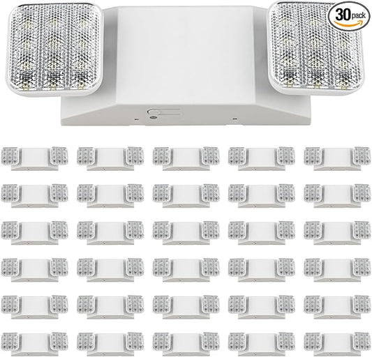 Sunco 30 Pack LED Emergency Lights, Commercial Lighting for Business, Power Outages, Offices, with Backup Battery (90 Minutes), Wall Mount, Hard Wired, 120-277V, Fire Resistant (94V-0) UL