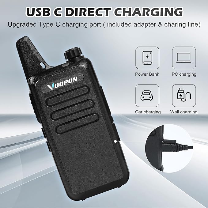 Rechargeable Walkie Talkies for Adults 22 FRS Channels Two-Way Radios with Earpieces Long Range VOX Mini Transceivers for Business Company USB Charger for Camping Hiking Church Shop (10 Pack)