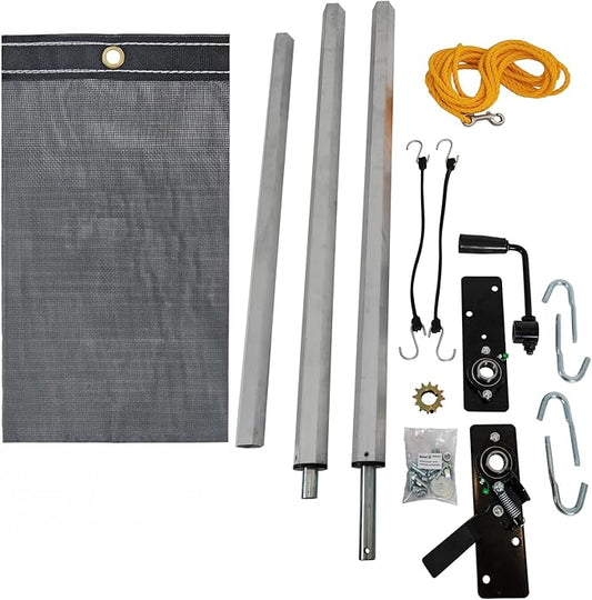Buyers Products DTR7512 Aluminum Tarp System with Mesh Tarp, 7-1/2 x 12 Feet – Dump Body Tarp Kit, Heavy Duty Double-Stitched Hems, Brass Grommets, Telescoping Roller, Complete Hardware Included