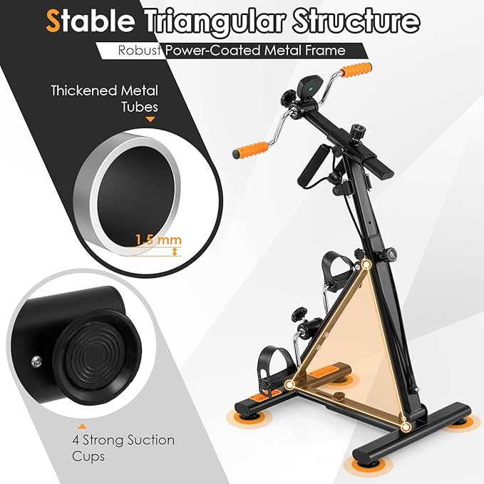 Goplus Pedal Exerciser for Seniors, Hand Arm Leg and Knee Therapy Peddler, Exercise Bike w/ Adjustable Resistance, LCD Monitor, Hands and Feet Massage, Home Recovery Fitness Machine for Elders