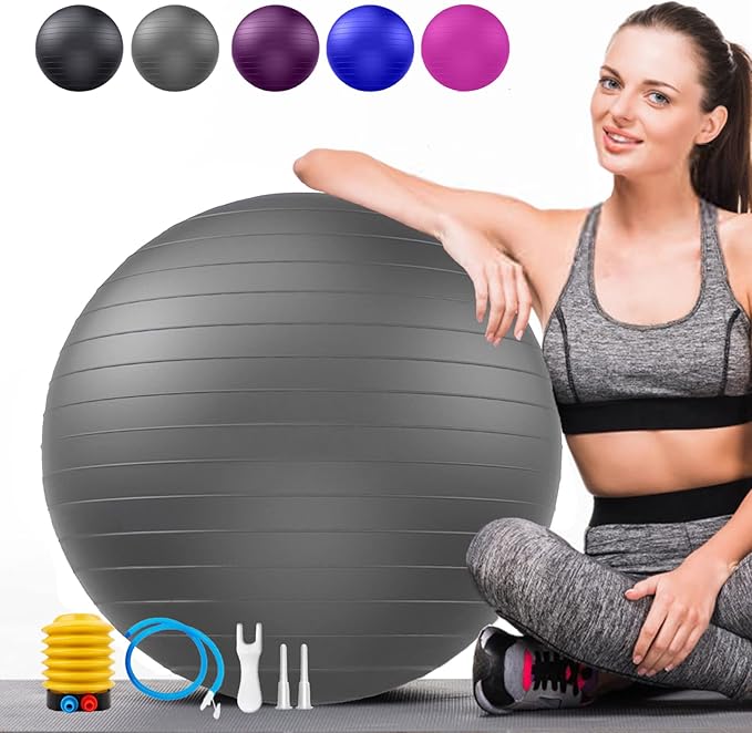 Soft Exercise ball, Anti-Burst Yoga Ball Chair Supports 2200lbs, Workout Equipment w/ Pump for Pregnancy Medicine Birthing Physical Therapy Stability Excersing Birth Swiss Fitness Gym Physio Labor Abs
