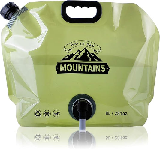 Water Jug Camping 2.1 Gallon Collapsible with Spigot, BPA Free Portable Water Pouch Foldable Water Bags for Outdoor Hiking, Travel and Emergency & Water Storage Containers (Green-1Pcs)