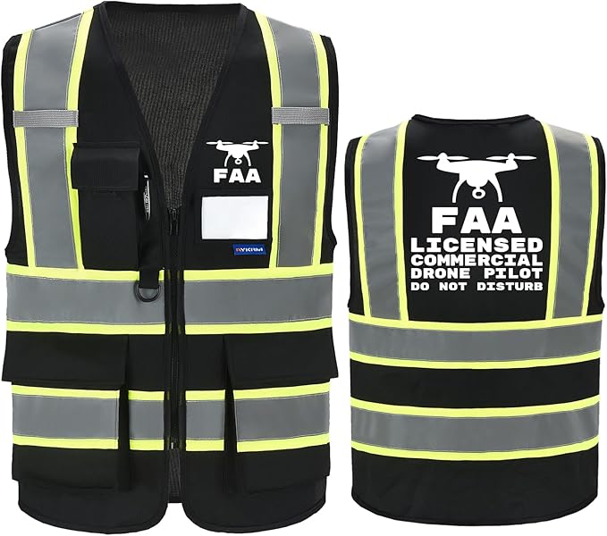 AYKRM Security Vest for Men Women 7 Pockets High Visibility Reflective Safety Vest Front Zipper Meets ANSI/ISEA